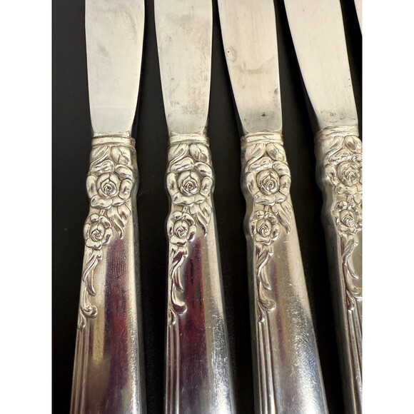 8 Oneida Prestige GAY ADVENTURE Silverplate Dinner Knives 1955 - Picture 3 of 5